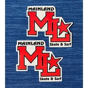 Pair Mainland Skate and Surf Store Sticker ML Surfing Y2K Vtg California 4" 15B